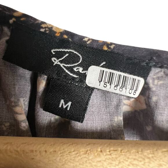 Rails Sal Black Floral Print Long Sleeve Midi Dress Size Medium - Picture 8 of 14